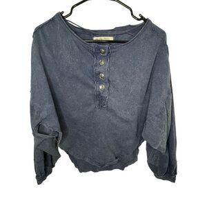 We The Free, Free People Poncho Style Long Sleeve Shirt With Button Details